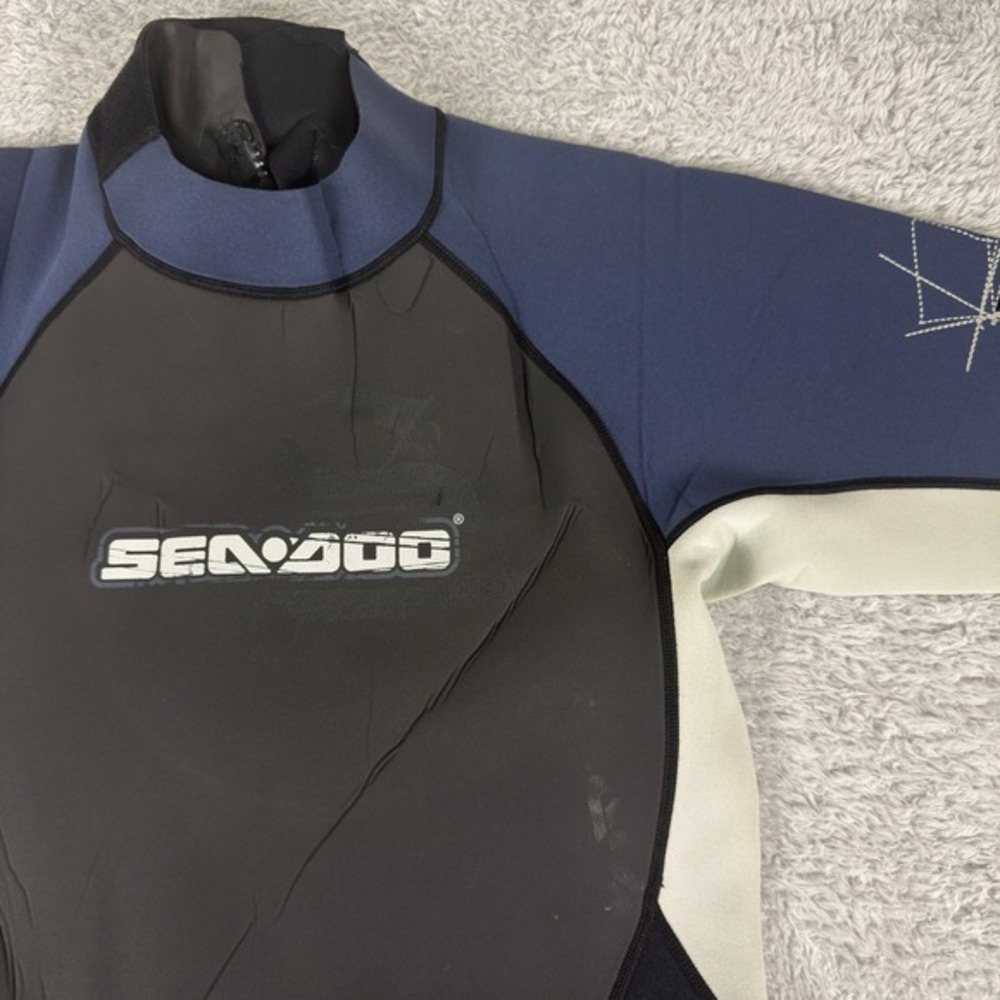 Sea-Doo Mens XXL Shorty Wetsuit Black Navy Blue 4-Way Flex Spring Suit BRP - Picture 3 of 10